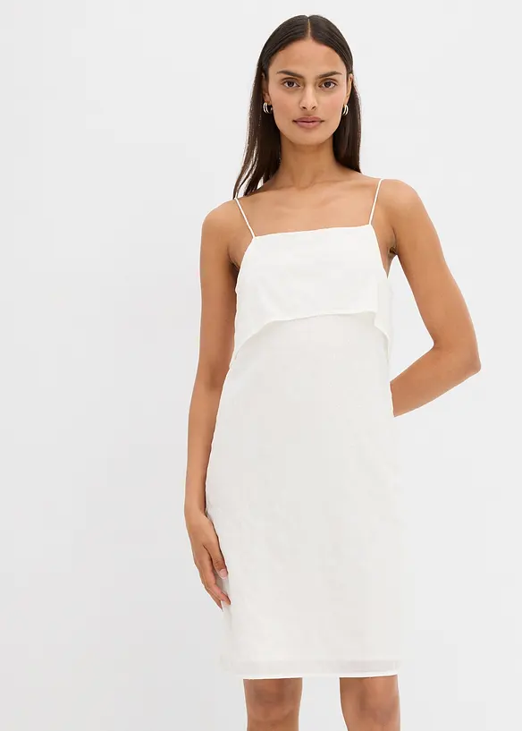 Minikleid mit schöner Paillettenstickung in weiß von vorne (Totalaufnahme) - bonprix