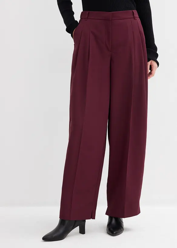 Weite Bundfaltenhose mit Bequembund in rot von vorne - bonprix Weite Bundfaltenhose mit Bequembund in rot von vorne - bonprix