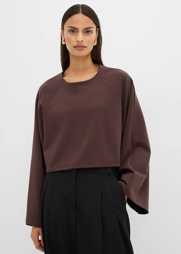 Langarmshirt mit Raglanärmeln in braun von vorne (im Anschnitt) - bonprix Langarmshirt mit Raglanärmeln in braun von vorne (im Anschnitt) - bonprix