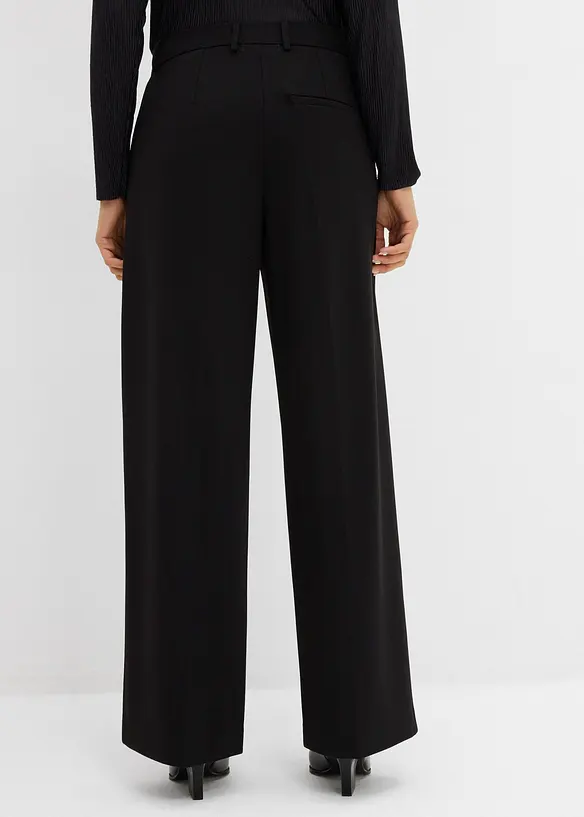 Bundfaltenhose aus bequemen Punto di Roma in schwarz von hinten - bonprix Bundfaltenhose aus bequemen Punto di Roma in schwarz von hinten - bonprix