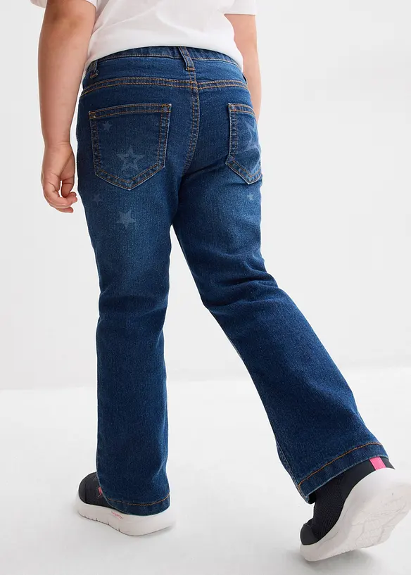 Thermo-Bootcut-Jeans Mid Waist in blau von hinten - bonprix