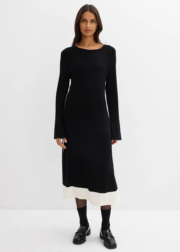 Strickkleid aus softem Viskose-Mix in schwarz von vorne (Totalaufnahme) - bonprix Strickkleid aus softem Viskose-Mix in schwarz von vorne (Totalaufnahme) - bonprix