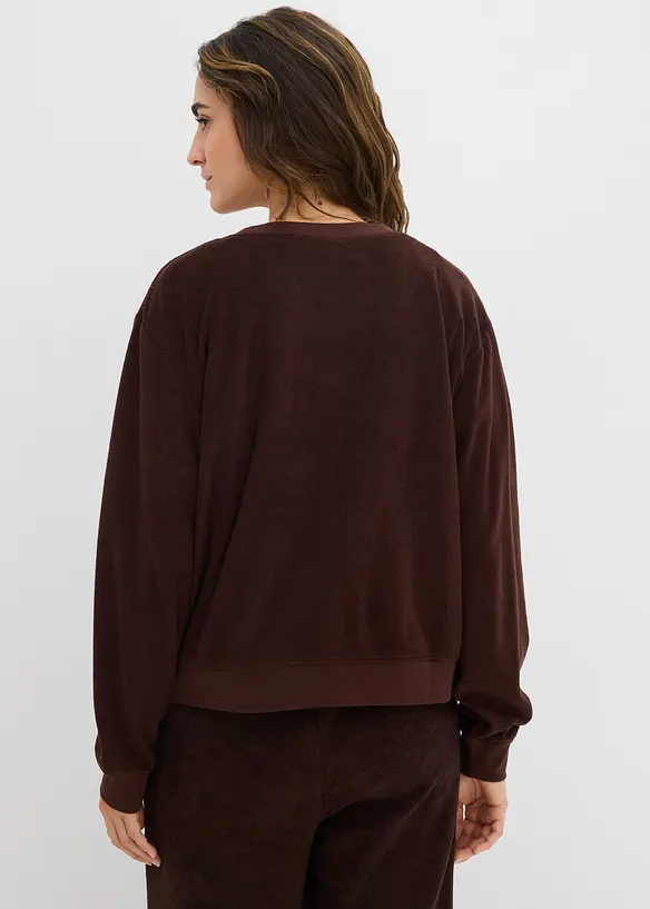 Sweatshirt aus weichem Frottee in braun von hinten (im Anschnitt) - bonprix Sweatshirt aus weichem Frottee in braun von hinten (im Anschnitt) - bonprix