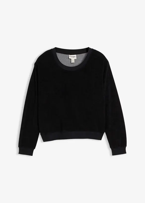 Sweatshirt aus weichem Frottee in schwarz von vorne - bonprix Sweatshirt aus weichem Frottee in schwarz von vorne - bonprix