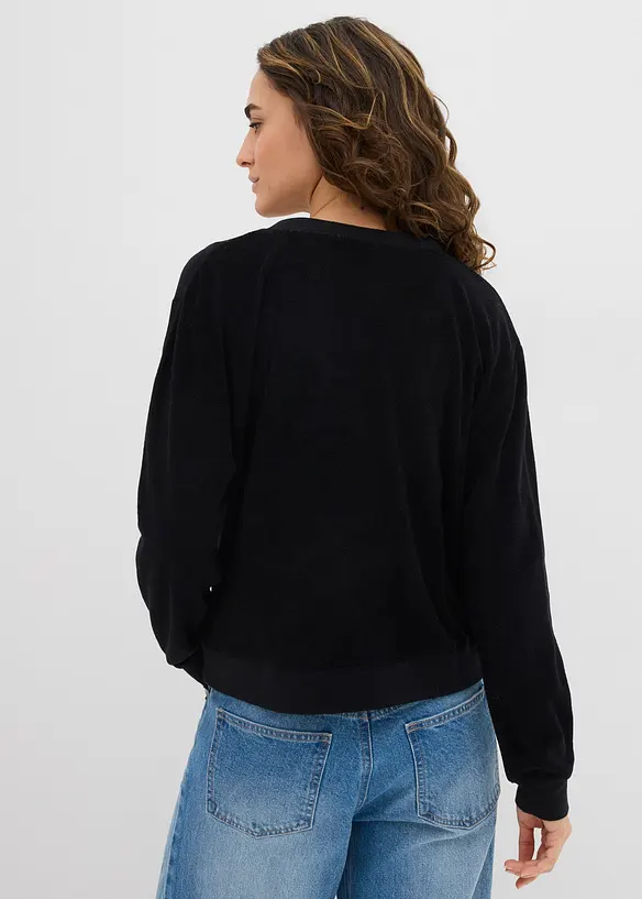 Sweatshirt aus weichem Frottee in schwarz von hinten (im Anschnitt) - bonprix Sweatshirt aus weichem Frottee in schwarz von hinten (im Anschnitt) - bonprix