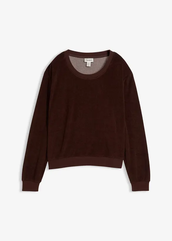 Sweatshirt aus weichem Frottee in braun von vorne - bonprix Sweatshirt aus weichem Frottee in braun von vorne - bonprix