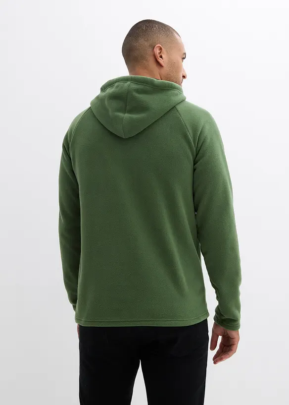 Fleecepullover mit Kapuze in grün von hinten (im Anschnitt) - bonprix
