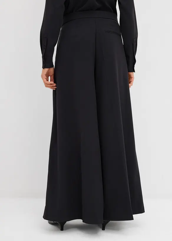 Weite fließende Hose mit Komfortbund in schwarz von hinten - bonprix Weite fließende Hose mit Komfortbund in schwarz von hinten - bonprix