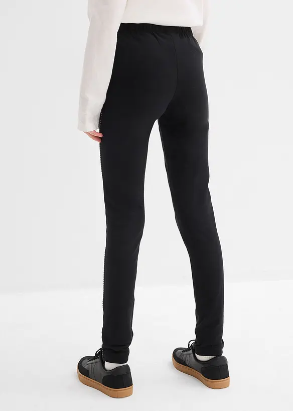 Thermo-Leggings mit Nietenband in schwarz von hinten - bonprix