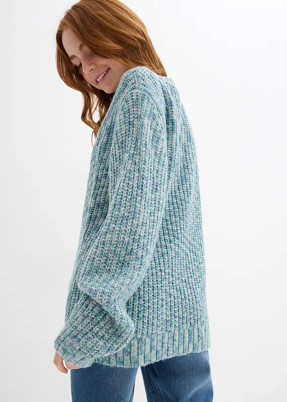 Grobstrick-Pullover in grün von hinten (im Anschnitt) - bonprix