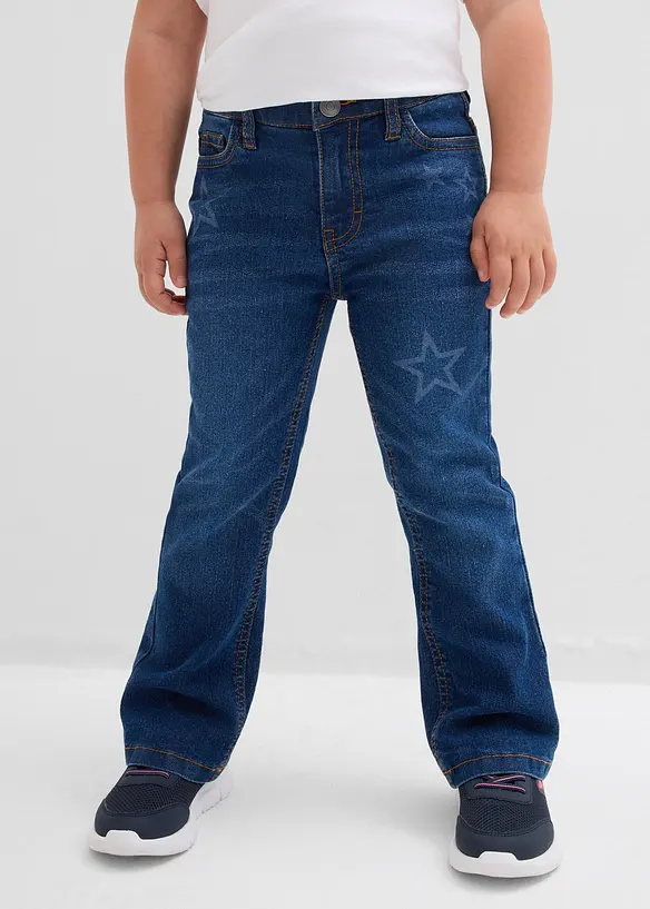 Thermo-Bootcut-Jeans Mid Waist in blau von vorne - bonprix