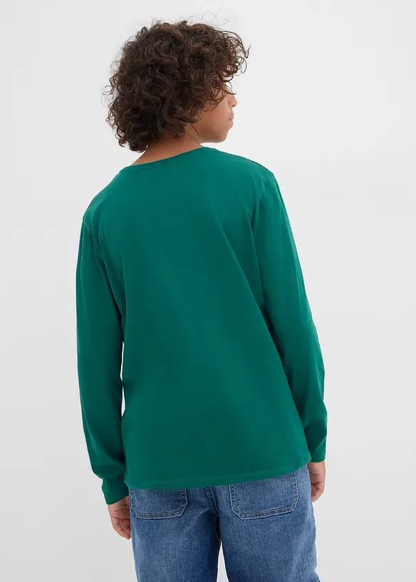 Langarmshirt Snoopy mit Weihnachtsmotiv aus reiner Baumwolle in grün von hinten (im Anschnitt) - Peanuts