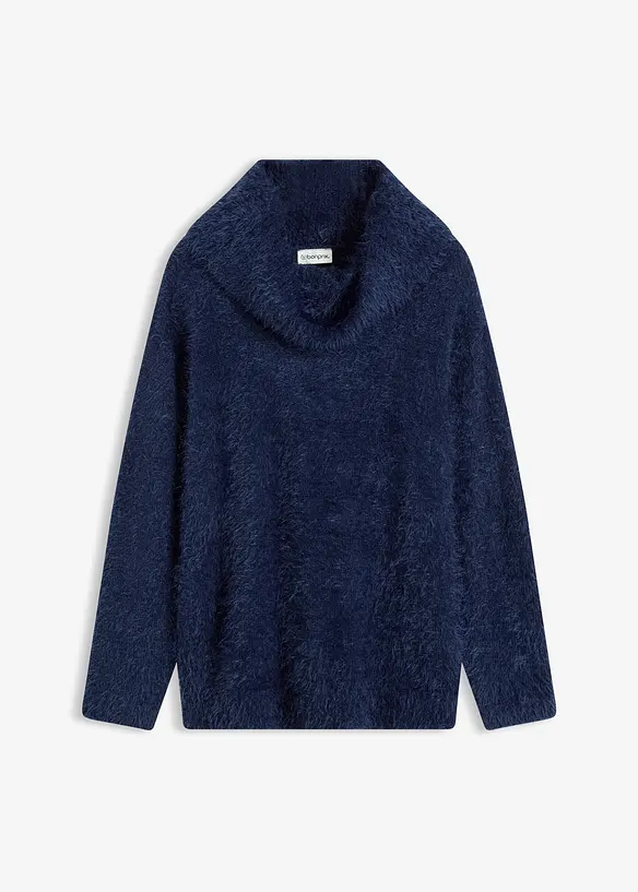Rollkragenpullover aus weichem Federgarn in blau von vorne - bonprix Rollkragenpullover aus weichem Federgarn in blau von vorne - bonprix