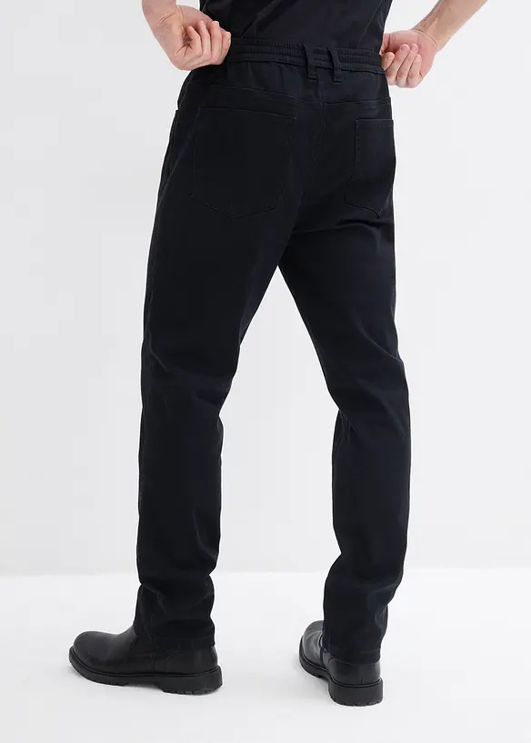 Regular Fit Stretch-Schlupfhose, Straight in schwarz von hinten - bonprix