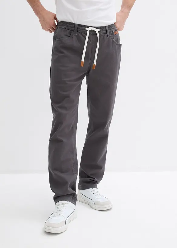 Regular Fit Stretch-Schlupfhose, Straight in grau von vorne - bonprix