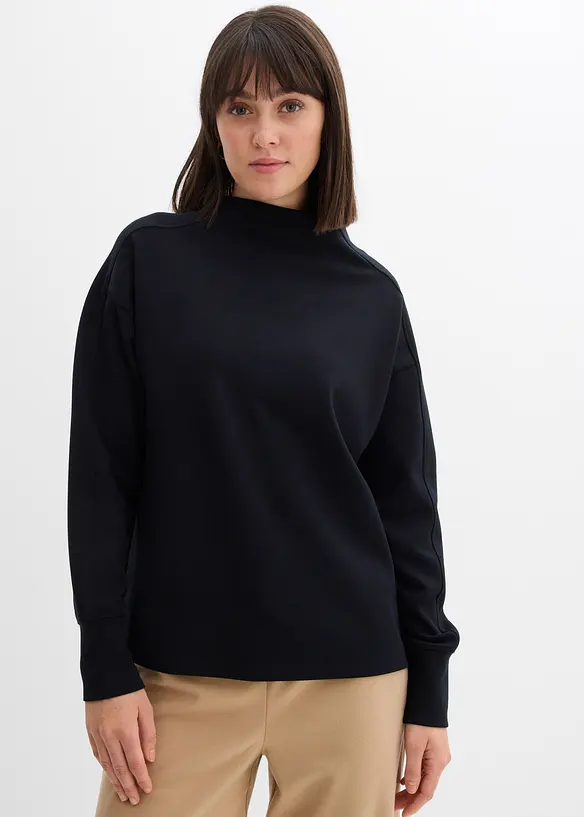Oversize-Sweatshirt aus weichem Scuba in schwarz von vorne (im Anschnitt) - bonprix Oversize-Sweatshirt aus weichem Scuba in schwarz von vorne (im Anschnitt) - bonprix