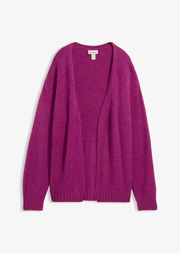 Oversize-Grobstrickjacke in lila von vorne - bonprix