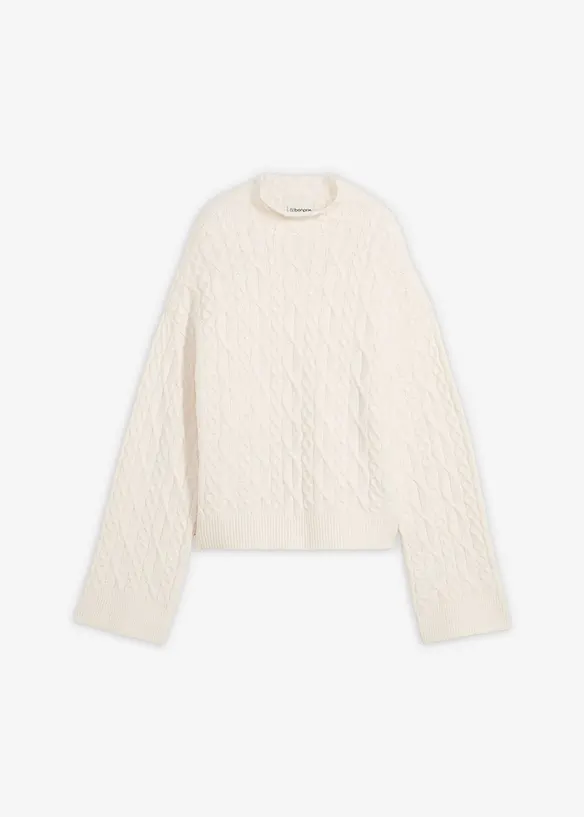 Zopfstrick Pullover in weiß von vorne - bonprix Zopfstrick Pullover in weiß von vorne - bonprix
