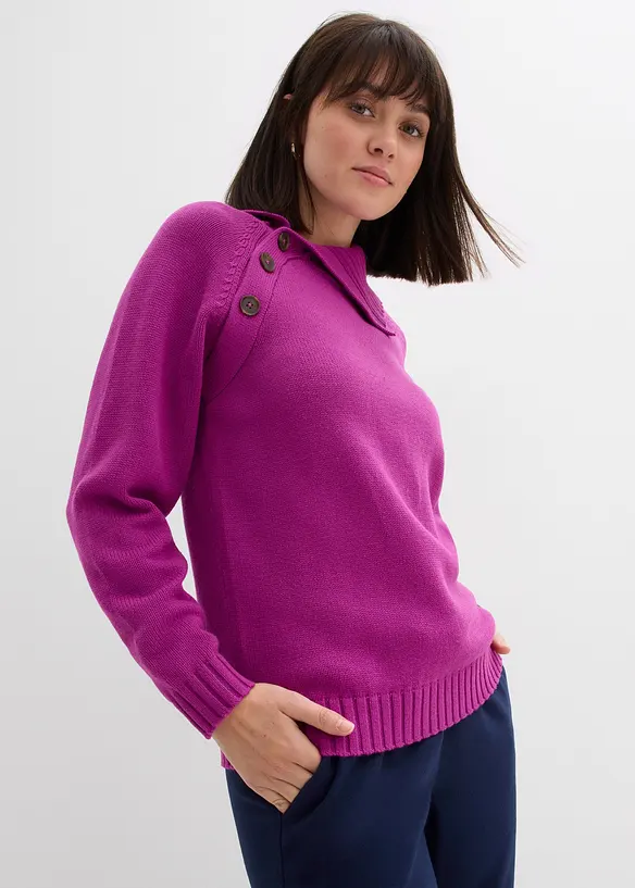 Asymmetrischer Pullover in lila von vorne (im Anschnitt) - bonprix Asymmetrischer Pullover in lila von vorne (im Anschnitt) - bonprix