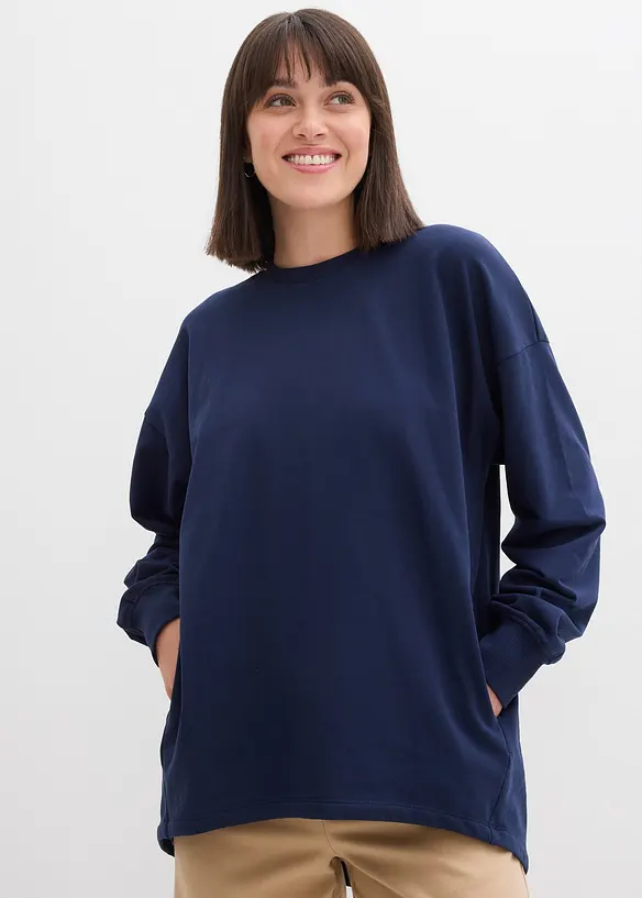 Oversize Sweatshirt in blau von vorne (im Anschnitt) - bonprix Oversize Sweatshirt in blau von vorne (im Anschnitt) - bonprix