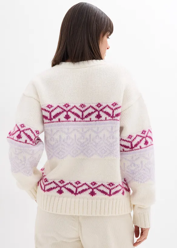 Norweger-Pullover aus dickem Material in weiß von hinten (im Anschnitt) - bonprix Norweger-Pullover aus dickem Material in weiß von hinten (im Anschnitt) - bonprix