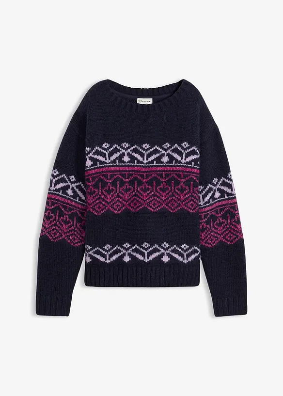Norweger-Pullover aus dickem Material in blau von vorne - bonprix Norweger-Pullover aus dickem Material in blau von vorne - bonprix