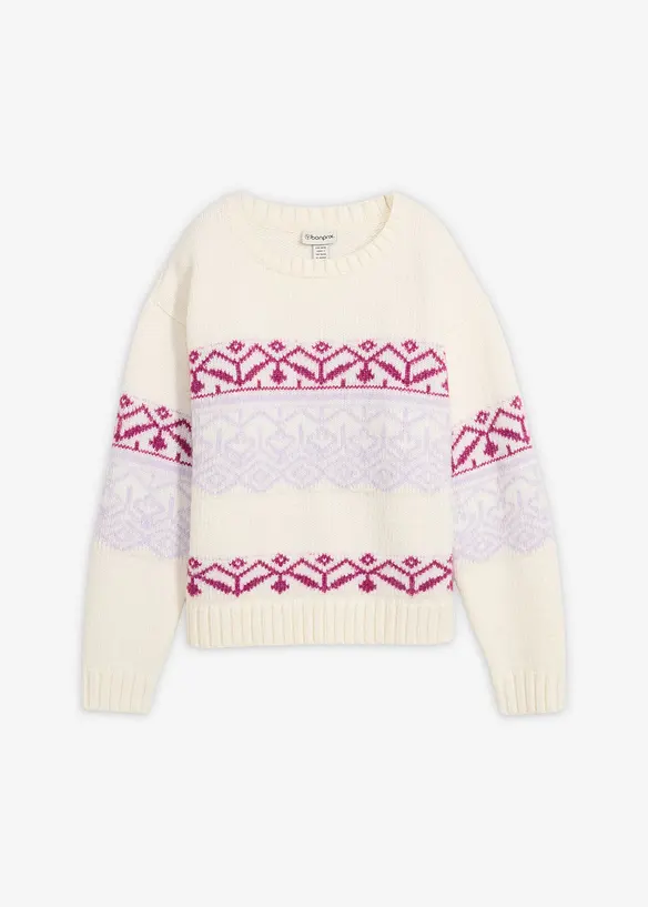 Norweger-Pullover aus dickem Material in weiß von vorne - bonprix Norweger-Pullover aus dickem Material in weiß von vorne - bonprix