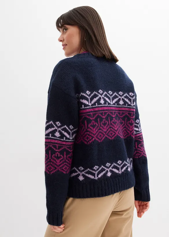 Norweger-Pullover aus dickem Material in blau von hinten (im Anschnitt) - bonprix Norweger-Pullover aus dickem Material in blau von hinten (im Anschnitt) - bonprix