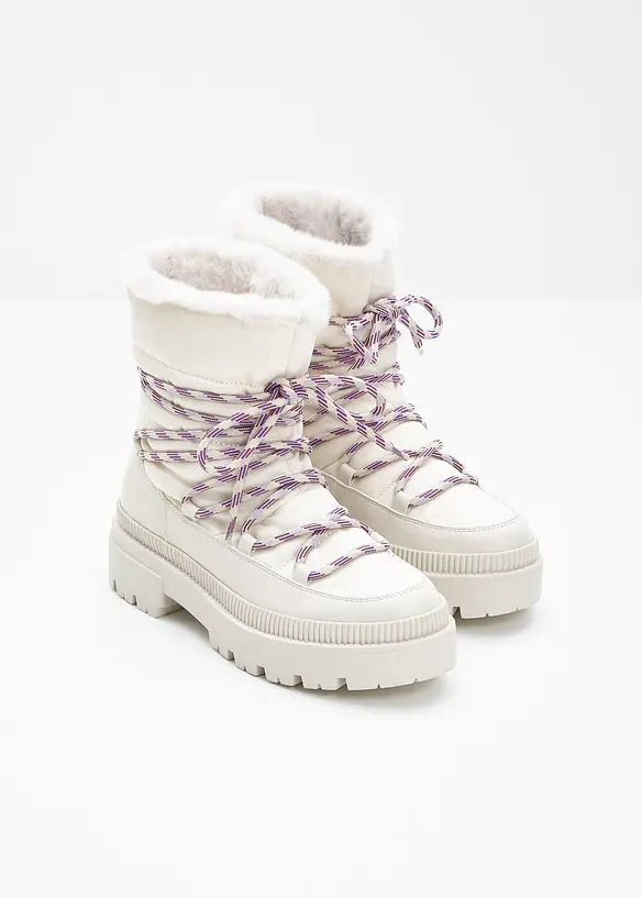 Gefütterte Schnürboots in weiß - bonprix