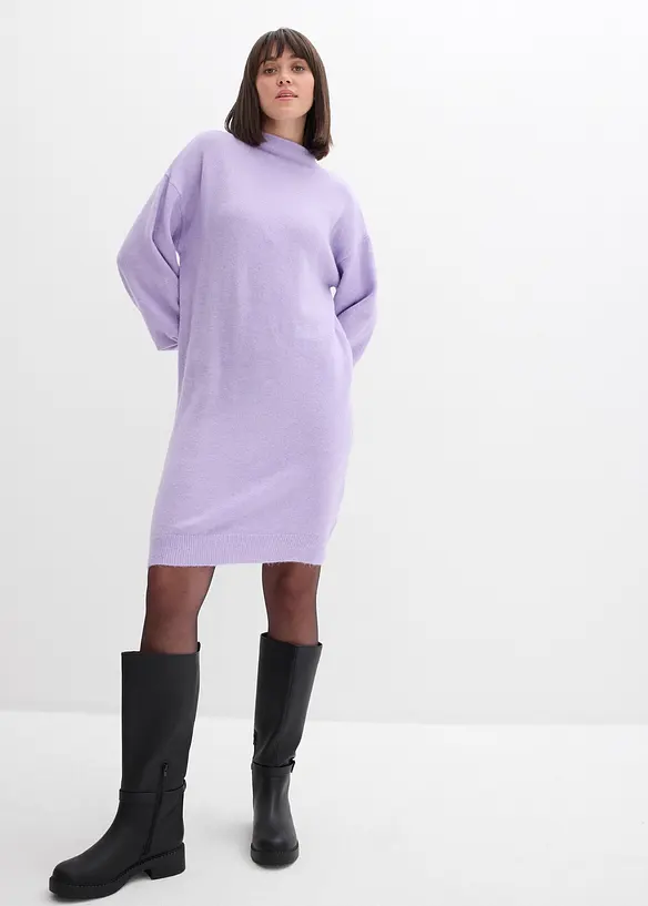 Meliertes Strickkleid in lila von vorne (Totalaufnahme) - bonprix Meliertes Strickkleid in lila von vorne (Totalaufnahme) - bonprix