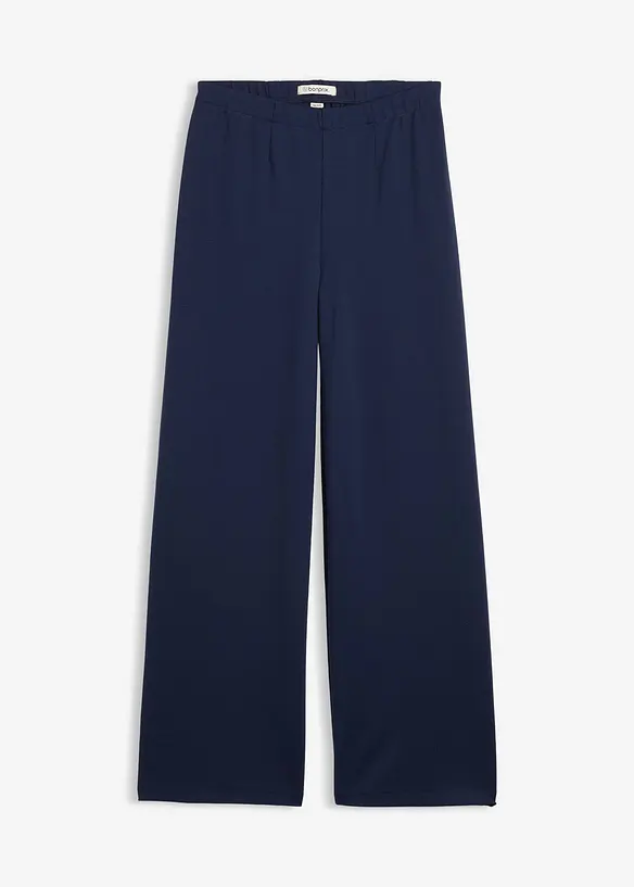 Marlenehose aus bequemen Punto di Roma in blau von vorne - bonprix Marlenehose aus bequemen Punto di Roma in blau von vorne - bonprix