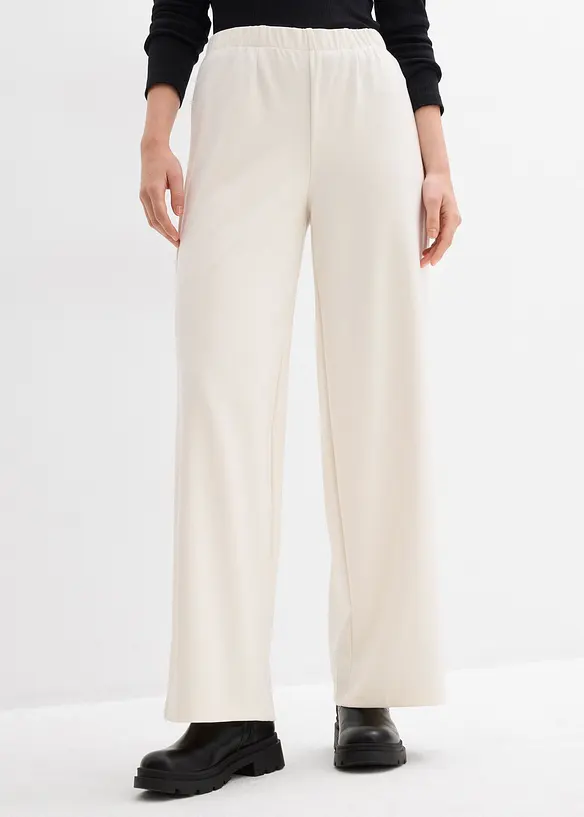 Marlenehose aus bequemen Punto di Roma in weiß von vorne - bonprix Marlenehose aus bequemen Punto di Roma in weiß von vorne - bonprix