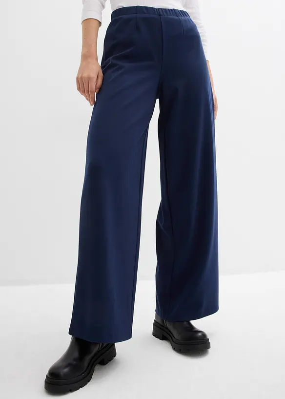 Marlenehose aus bequemen Punto di Roma in blau von vorne - bonprix Marlenehose aus bequemen Punto di Roma in blau von vorne - bonprix