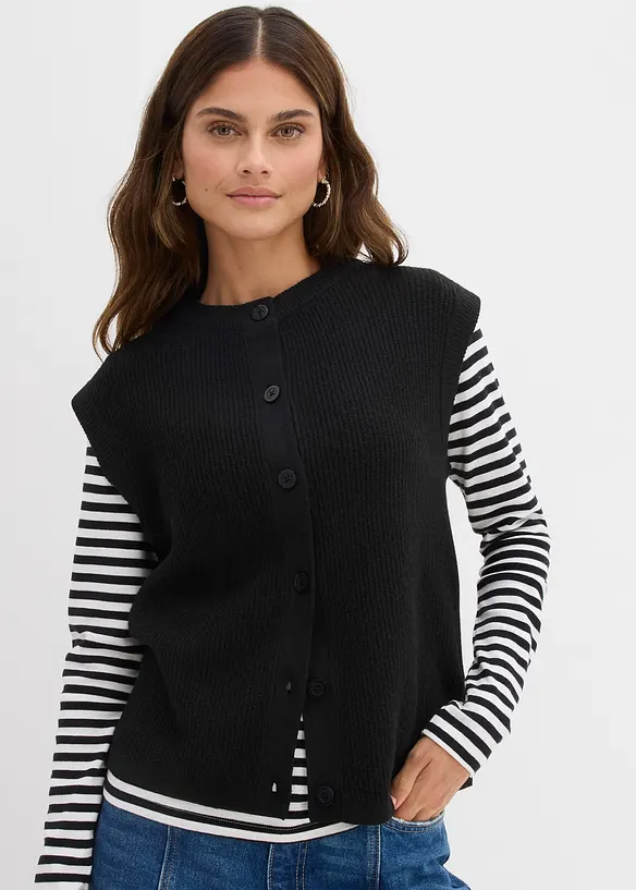 Grobstrick-Pullunder in schwarz von vorne (im Anschnitt) - bonprix Grobstrick-Pullunder in schwarz von vorne (im Anschnitt) - bonprix