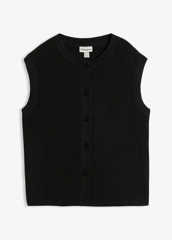 Grobstrick-Pullunder in schwarz von vorne - bonprix Grobstrick-Pullunder in schwarz von vorne - bonprix