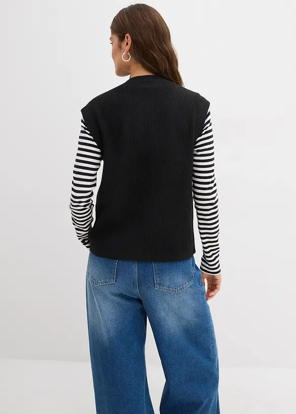 Grobstrick-Pullunder in schwarz von hinten (im Anschnitt) - bonprix Grobstrick-Pullunder in schwarz von hinten (im Anschnitt) - bonprix