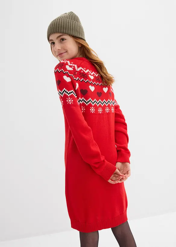 Strickkleid in rot von hinten (Totalaufnahme) - bonprix