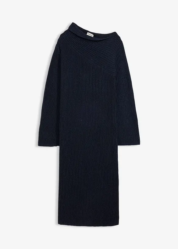 Geripptes Strickkleid in blau von vorne - bonprix Geripptes Strickkleid in blau von vorne - bonprix
