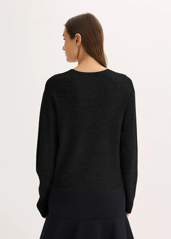 Boxy-Pullover mit Glitzersteinen in schwarz von hinten (im Anschnitt) - bonprix Boxy-Pullover mit Glitzersteinen in schwarz von hinten (im Anschnitt) - bonprix