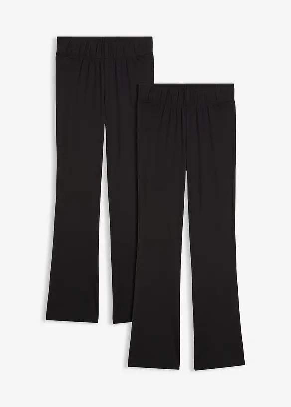 ausgestellte Leggings (2er-Pack) in schwarz von vorne - bonprix ausgestellte Leggings (2er-Pack) in schwarz von vorne - bonprix