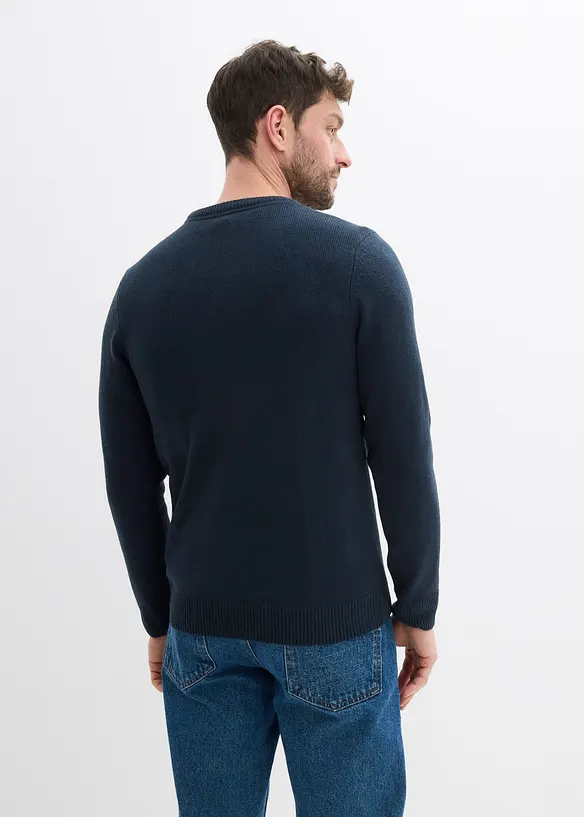 Feinstrickpullover mit Weihnachtsmotiv in blau von hinten (im Anschnitt) - bonprix