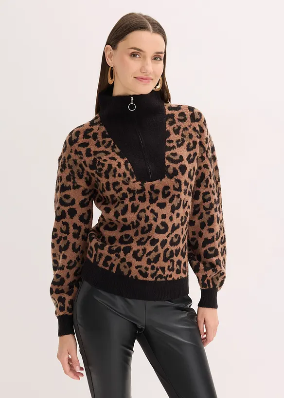 Oversized Troyer in schwarz von vorne (im Anschnitt) - bonprix