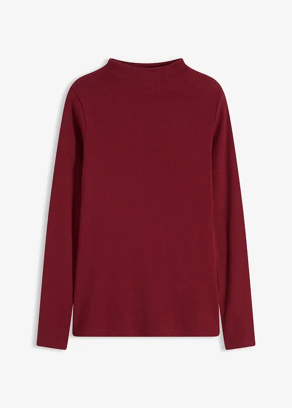 Geripptes Langarmshirt in rot von vorne - bonprix Geripptes Langarmshirt in rot von vorne - bonprix