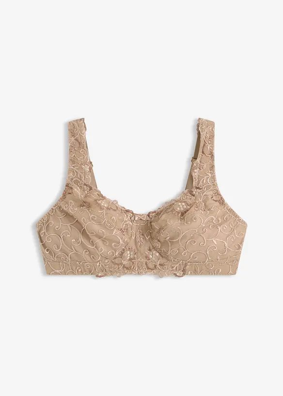 Entlastungs-BH ohne Bügel mit gepolsterten Trägern in beige von vorne - bonprix