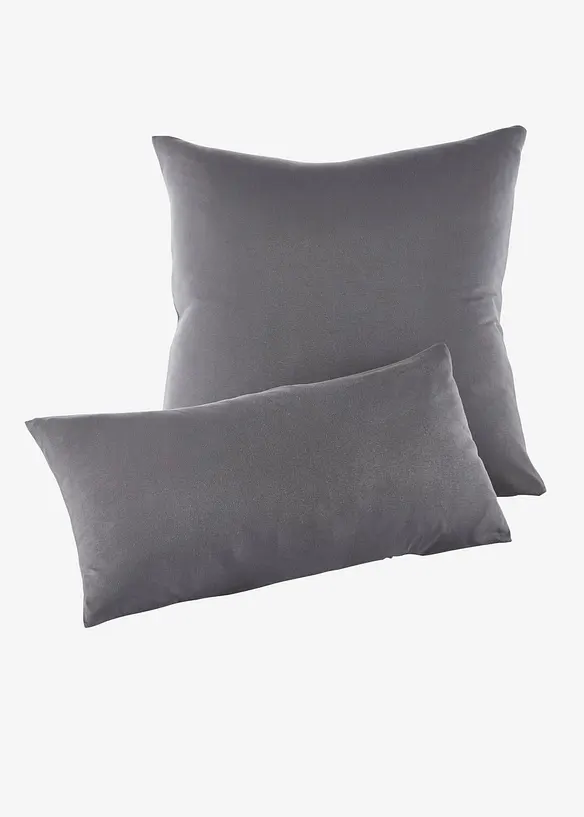 Jersey Kissenbezug (2er Pack) in grau von vorne - bonprix