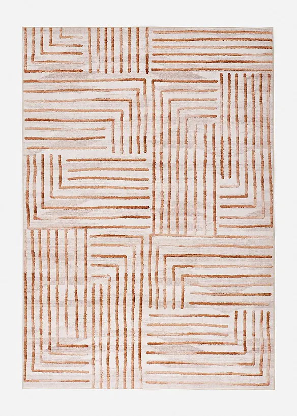 Teppich mit graphischer Musterung in beige von vorne - bonprix
