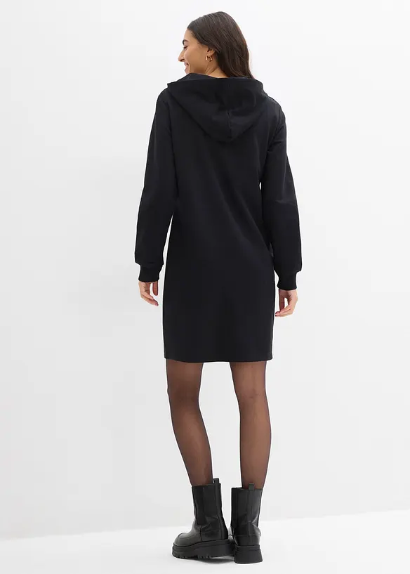 Sweatkleid aus Baumwoll-Mix in schwarz von hinten (Totalaufnahme) - bonprix Sweatkleid aus Baumwoll-Mix in schwarz von hinten (Totalaufnahme) - bonprix