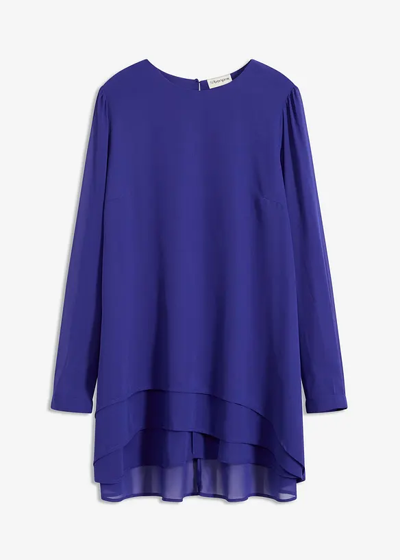 Long-Tunika aus Chiffon in blau von vorne - bonprix
