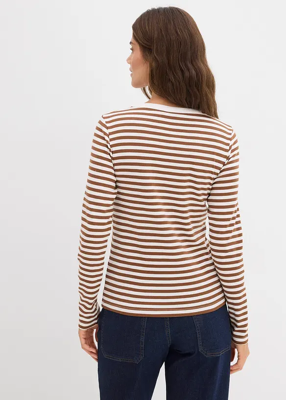 Langarmshirt aus reiner Bio-Baumwolle in braun von hinten (im Anschnitt) - bonprix Langarmshirt aus reiner Bio-Baumwolle in braun von hinten (im Anschnitt) - bonprix