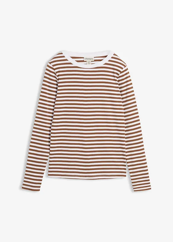 Langarmshirt aus reiner Bio-Baumwolle in braun von vorne - bonprix Langarmshirt aus reiner Bio-Baumwolle in braun von vorne - bonprix